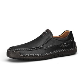 kvdrcs Men's Casual Leather Loafer Shoes Slip On Driving Moccasin (Black,12.5)