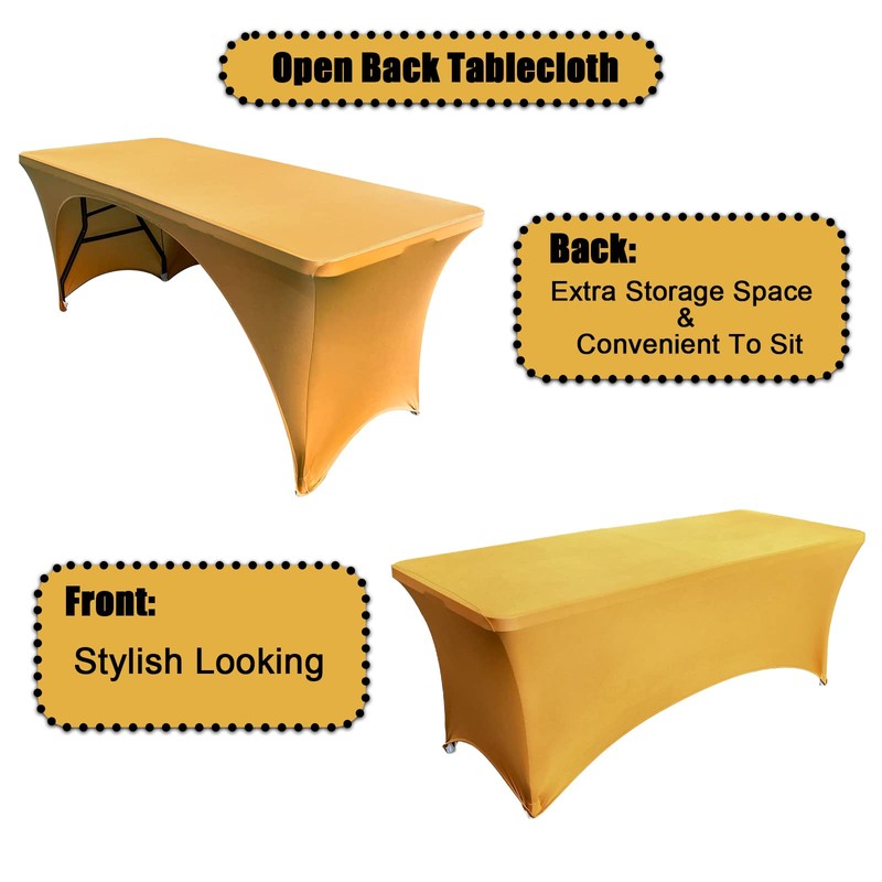 Dololoo Stretchable Tablecloths 6ft for Rectangle Tables with Open Back,