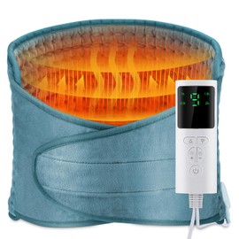 Electric Heating Pad for Back, 12'' x 50'' Heating Pad Wrap, Lumbar Warmer Pad for Waist Belly Leg, Fast Heating, 9 Temperature Settings, 4 Gears Timing, Overheating Protection, Coral Blue