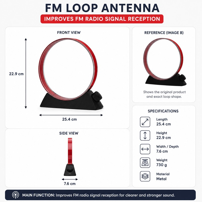 AM/MW Loop Antenna for Radio Reception – Adjustable Direction Portable