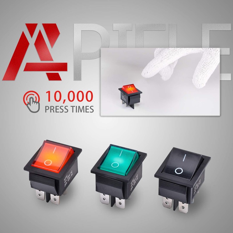 APIELE 3Pcs 2 Position Rocker Toggle Switch ON/Off AC 125V/20A