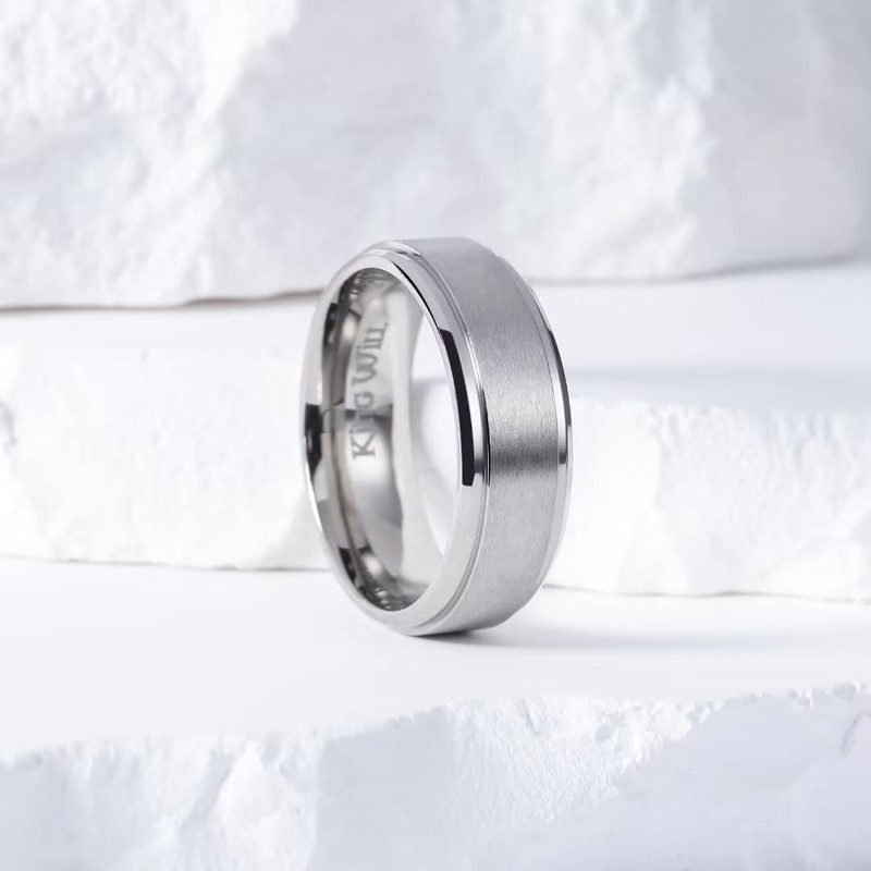 King Will Basic 7mm Mens Titanium Wedding Ring Brushed Finished