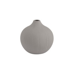Storefactory - Vase, Flower Vase - Frog Baking - Ceramic - Ribbed - Colour: Light Grey - (Diameter x Height) 10 x 10 cm - Size: Small