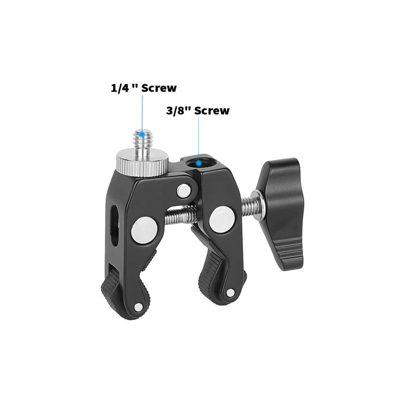 SZRIG Super Crab Clamp Articulated 1/4"-20 Screw for Camera Accessories(Black)