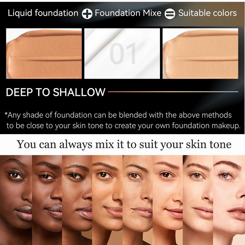 White Foundation Mixer, Colour Corrector Dewy Foundation For Mature Skin,