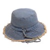 BLUEGLORY Light Blue Cotton Denim Distressed Bucket Hat, Sun Hat,