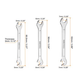 sourcing map Super-Thin Open End Wrench Set 5/6/7mm Metric Double Open-End Wrench 30Cr13 Stainless Steel Spanner with 15°and 75° Angled for Auto Repairs Home Projects
