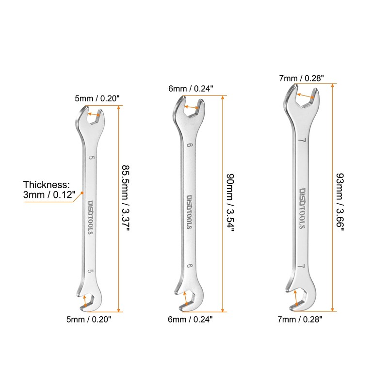 sourcing map Super-Thin Open End Wrench Set 5/6/7mm Metric Double