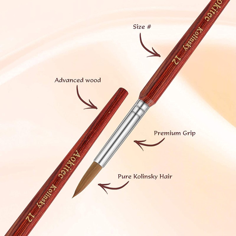 Acrylic Brush for Nails Aokitec Sable Kolinsky Nail Brush #22