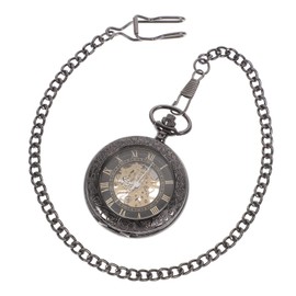 Gatuida Unisex Automatic Mechanical Pocket Watch with Removable Chain Retro Skeleton Dial Hour Display Vintage Style for Men Women