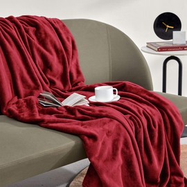 SLEEP ZONE Burgundy Fleece Blanket Super Soft Cozy Throw Flannel Blanket, Lightweight Comfy Fuzzy Blanket Plush Throw Blankets for Couch, Sofa, Bed, Camping, Travel, 60x80Inches