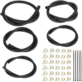 5 Size Fuel Line Hose - 3/8" 1/2" 5/16" 1/4" 3/16" ID NBR Rubber 3.3Ft Gasoline Tube with 30Pcs Clamps & 5Pcs Tie Straps for Small Engines Golf Cart Snowmobile Motorcycle ATV Tractor Lawn Mowers