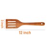 Yhendelion Kitchen Premium Teak Wooden Slotted Spatula-Long Handle, Flat Frying,