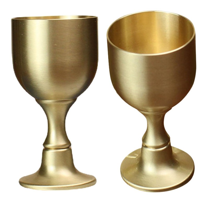 Ciieeo 3sets Antique Copper Alloy Wine Cups Delicate Holy Offering