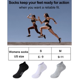 Ｋ・ＮＩＶＥ Women's Cushioned Ankle Socks Athletic Running Low Cut Socks 6-9/9-11