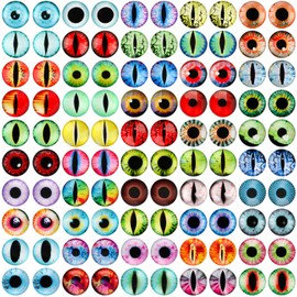 100 PCS 6mm Assorted Colors Dragon Eyes Glass Cabochons Mixed Style Crafts Cabochons for Clay Doll Making Sculptures Props and DIY Jewelry Making Findings