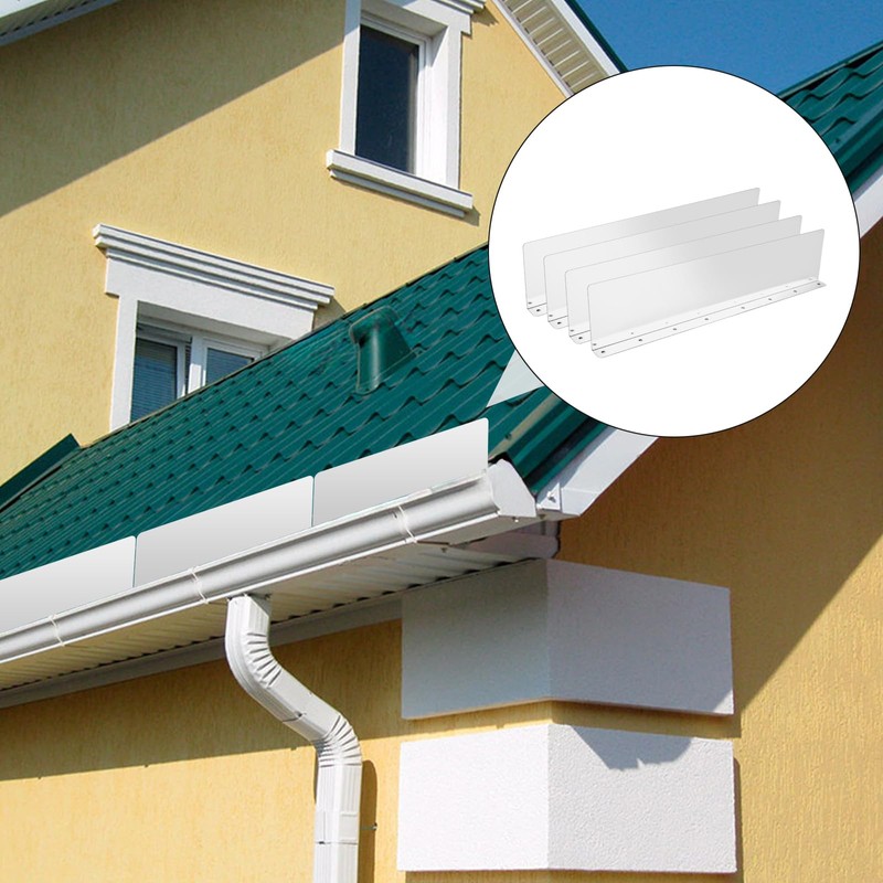 4 Pcs Gutter Valley Splash Guards Aluminum Rain Gutter Valley