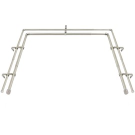 HOTOZON 1 Inch Heavy Duty Double Bay Window Curtain Rod,36-72 Inch Telescoping Center Rod, 20-36 Inch Adjustable Side Rod Set, Antique Silver, End Cap Finials