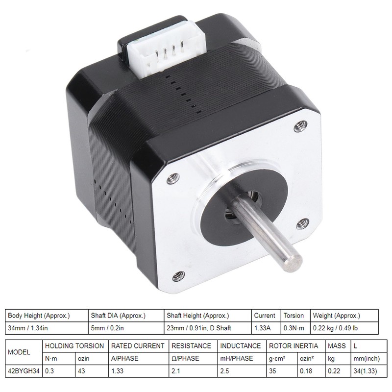 3D Printer Stepper Motor 42 Step Dual Output Shaft 1.3A