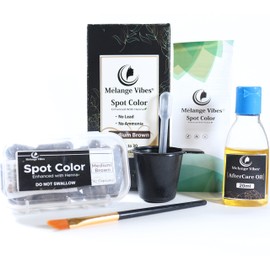 Melange Vibes Henna Kit-30 Natural Brow Henna Applications: Perfect for Spot Coloring, Touch-Ups, and Grey Coverage. Ammonia and Lead-Free Formula(Medium Brown)