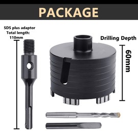 120mm 4-3/4 inch Dry Core Drill Bit with SDS Plus Adapter, Concrete Core Drill Bit for Dry/Wet Drilling Granite Marble Masonry Concrete Brick Stone and Block (120mm (4-3/4 inch))