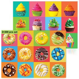fishwisdom 300 Piece Jigsaw Puzzles Donuts Sweet Treats for Adults Teens and Kids Family Happy Gift Idea (Pack of 2) (Donuts+Cupcakes)