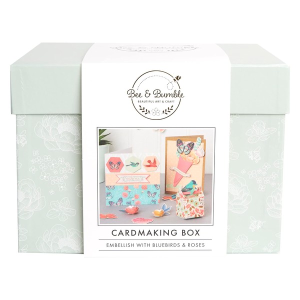 Bee & Bumble Cardmaking Craft Making Supplies Box - Bluebirds & Roses for Scrapbooking, Making Personalised Hand Made Cards for Birthday, Wedding, Christmas and More