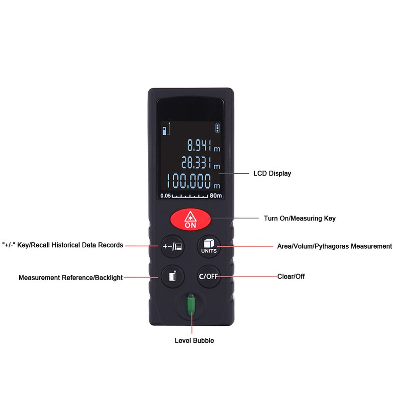 80m/262ft Mini Handheld Digital Laser Distance Meter High Precision Range