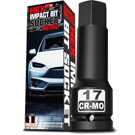 KIRXST Power Bit Insert Hex Socket 1/2 Inch H17 (17 mm) Impact Hex Bit Insert, CR-MO Steel, for Torque Wrench, Drill Set, Ratchet