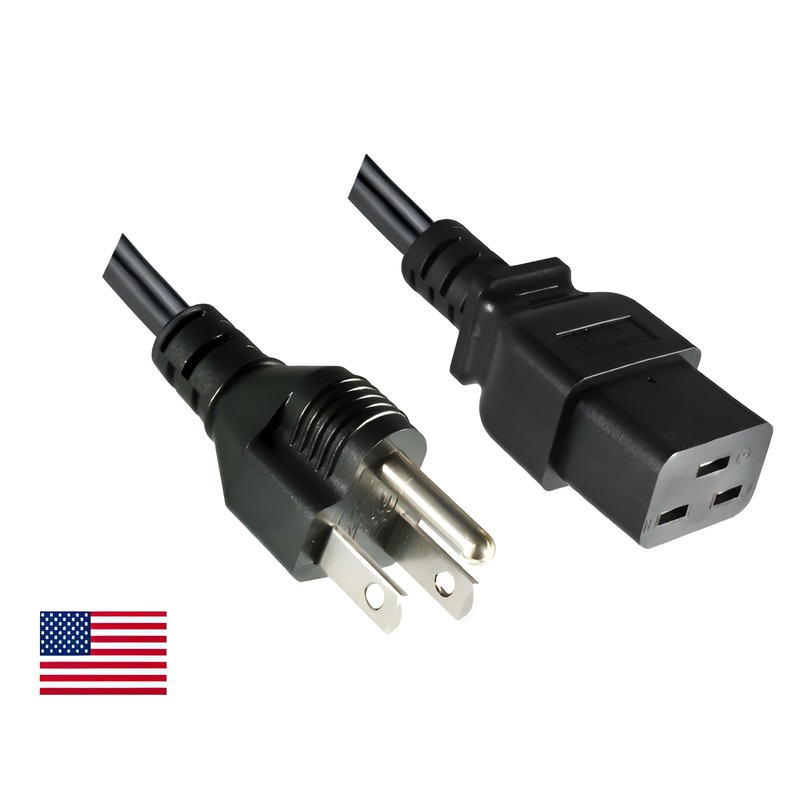 Power cable USA/IEC60320 °C19 1.8 m Black 12/YC18, SJT AWG