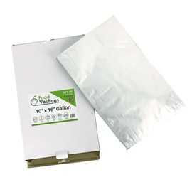 50 - Gallon 10" x 16" FoodVacBags Mylar Aluminum Foil Food Storage Bags, Heat Sealing, Puncture Resistant, Long-Term