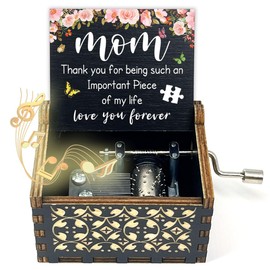 ukebobo Music Box Gift for Mom, Thank You for Being Such an Important Piece Music Box, U R My Sunshine Music Box, Mom Birthday Gifts, Retirement Thanksgiving for Mom, Flower Design-014