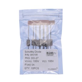 HUABAN 10PCS SR5100 (SB5100) Schottky Barrier Diode 5A 100V DO-201AD (DO-27) Axial 5 Amp 100 Volt
