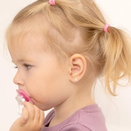 925 Sterling Silver Little Girl's 4mm Clear Round Cubic Zirconia Stud Screw Back Solitaire Earrings for Toddlers and Young Girls