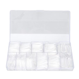 Nail Art Tips, 500 Piezas de Puntas de Uñas Largas Artificiales, Puntas de Extensión de Uñas Falsas Transparentes, Puntas de Uñas Usables, Kit de Diseños de Manicura DIY con Caja