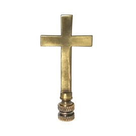Royal Designs Large Cross 3.5" Lamp Finial for Lamp Shade, Antique Brass - Set of 2