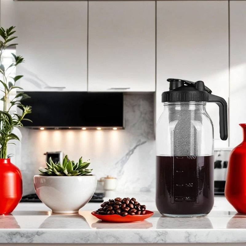 Cold Brew Coffee Maker - 64 Oz Heavy-Duty Glass Mason