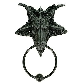 Joh. Vogler GmbH Baphomet Demon Door Knocker, Polyresin, Black, 1 Set, 1 Piece, 23 x 16 x 5 cm