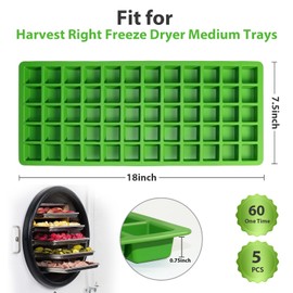Superlong 5 Pcs Silicone Food Molds for Harvest Right Freeze Dryer Medium Trays, Non-Stick Square Cube Dividers Food Mold for Ice Fruits Candy Chocolate Vegetable Freeze Drying Accessories