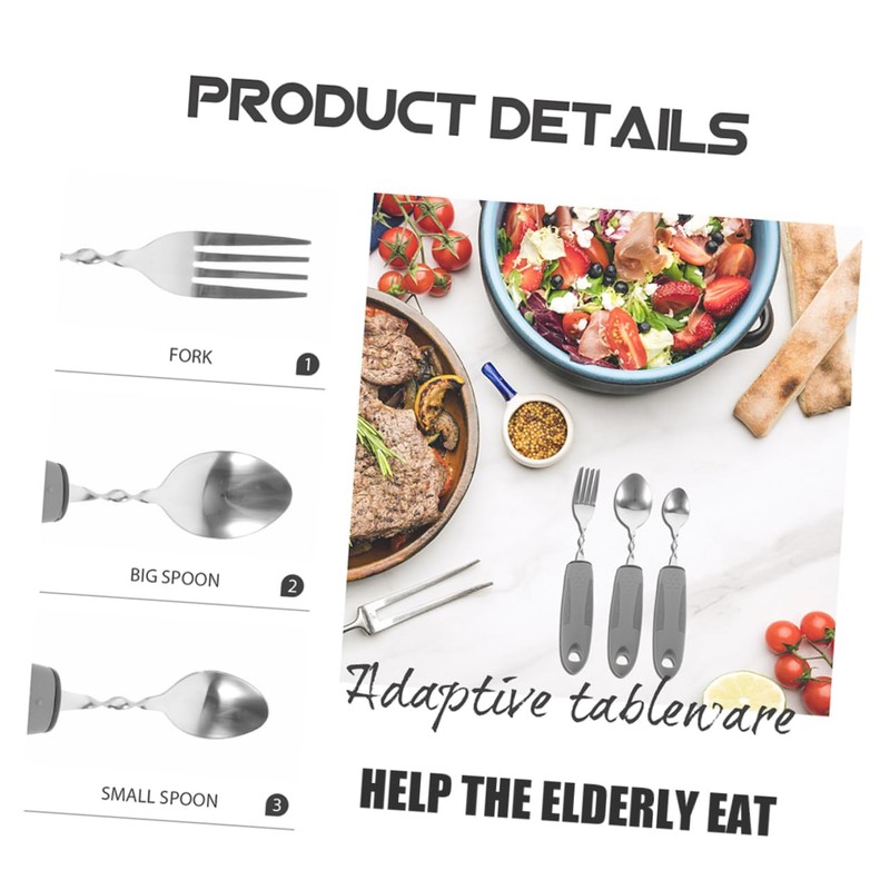 LABRIMP 6pcs Adaptive Utensils for Elderly Portable Non Slip Cutlery