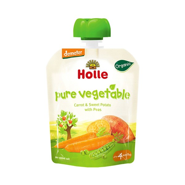 Holle Organic Pouch Carrot & Sweet Potato with Peas 100g x 12