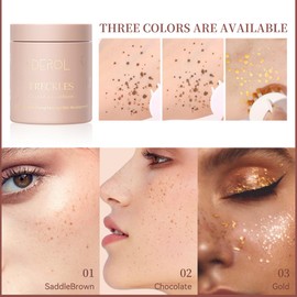 Freckle Pen Stamp - Fake Freckles Stamp Air Cushion - Waterproof Quick Dry Lifelike Freckles Marker Face Makeup (Sunset gold, 9g)