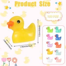Vyuwast 100 Pcs Mini Resin Ducks, Cute Mini Ducks Tiny Resin Ducks Little Ducks Miniature Ducks Mini Resin Animals Tiny Ducks Ornaments Realistic Mini Ducks for Garden Aquarium Dollhouse Landscape