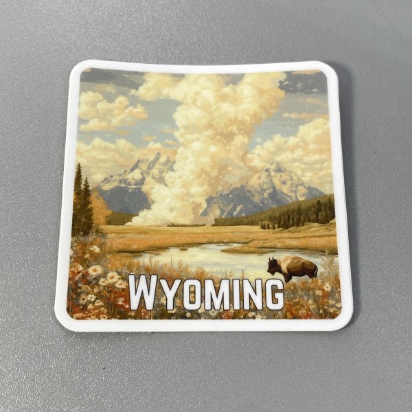 WYOMING Sticker Water Bottle Car Computer Motorhome Window 3x3 Collect