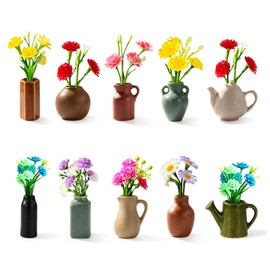 10 Pack Cute Mini Ceramic Vase Fridge Magnets with Artificial Flowers, Magnetic Decor for Fridge, Whiteboard, Locker & Kitchen, Birthday for Mom Grandma Women