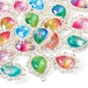 Beadthoven 20Pcs Silver Teardrop Charms 10 Colors Resin Rhinestone Pendants