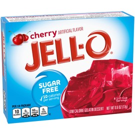 Jell-O Sugar-Free Cherry Gelatin Mix 0.6 Ounce Box (Pack of 6)