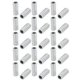 uxcell Lamp Pipe Nipple, M8 Thread 20mm Length Hollow Lamps Repair Part Hardware for Lamp Lights, Zinc Plated Silver Tone, Pack of 30