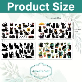CREATCABIN 4 Sheets Black Cat Rub on Transfers for Furniture Crafts Rub On Transfer Stickers Pot Plants Transfers Vintage Decals Waterproof for Wood Fabric Journals DIY Craft Home Decor 11.8x5.9Inch