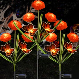Dia de Los Muertos - Luces de flores de caléndula con energía solar para exteriores